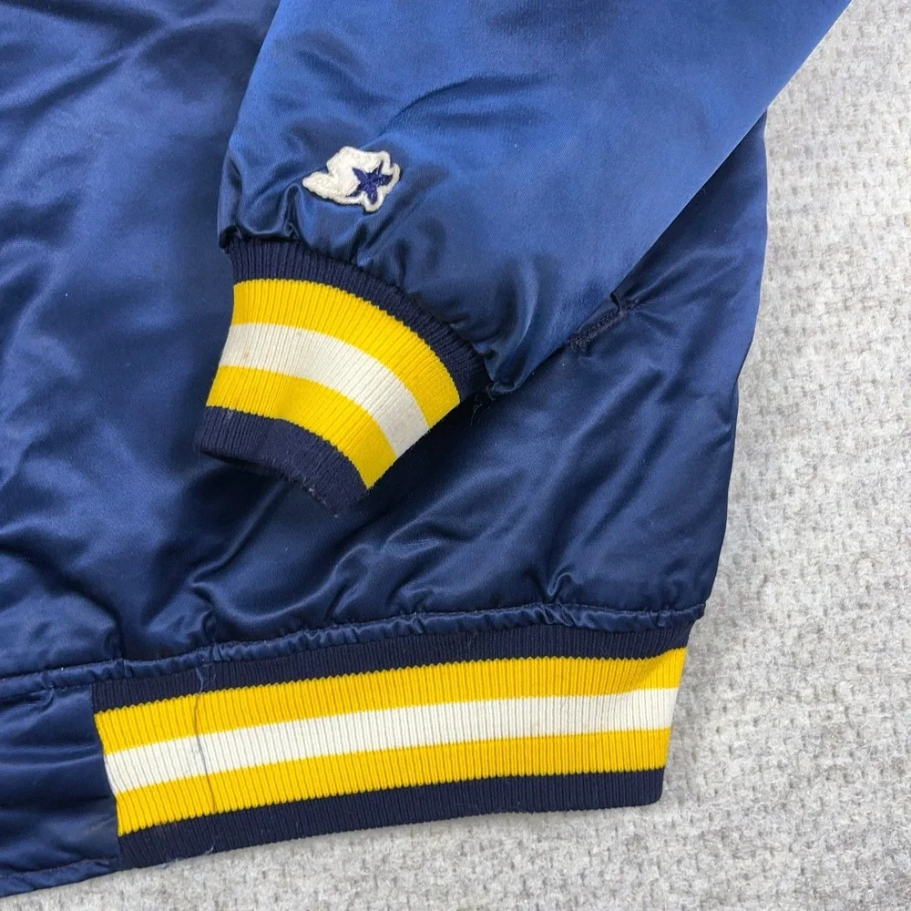 Vintage West Virginia Mountaineers Jacket Men XL Starter Satin Bomber  80s WVU‎ - Picture 4 of 16